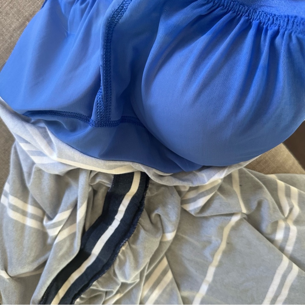 Athleta Blue Striped Racerback Midi Dress Drawstring Waist Size S - Picture 8 of 11